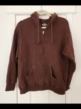 Hollister Chocolate Brown Zip Hoodie Size Xs